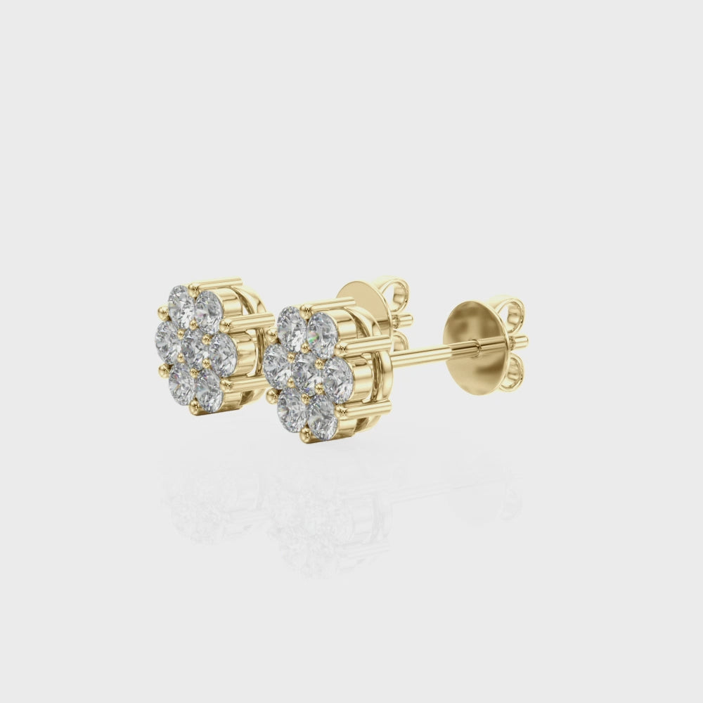 floral cluster diamond stud earrings