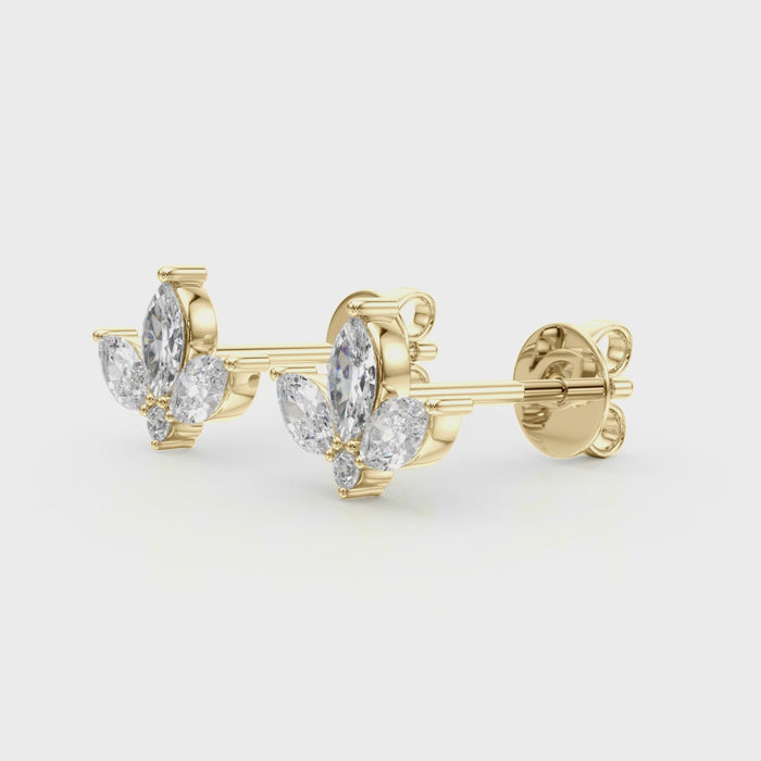 Floral cluster diamond stud earrings marquees