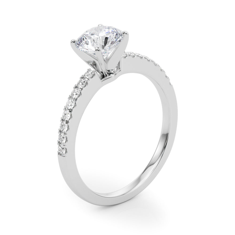 14K White Gold Single Row Engagement Rings