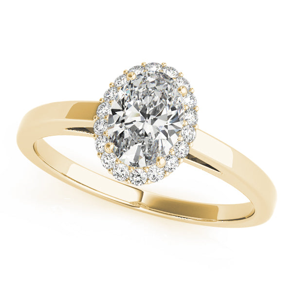 14K Yellow Gold Halo Oval Engagement Rings