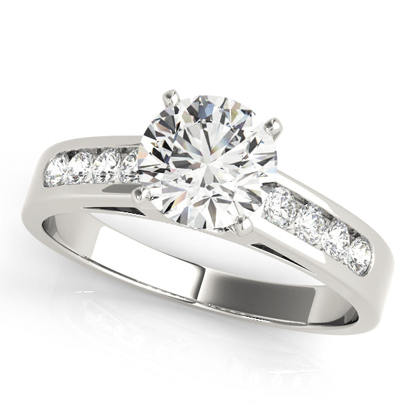 14K White Gold Single Row Engagement Rings