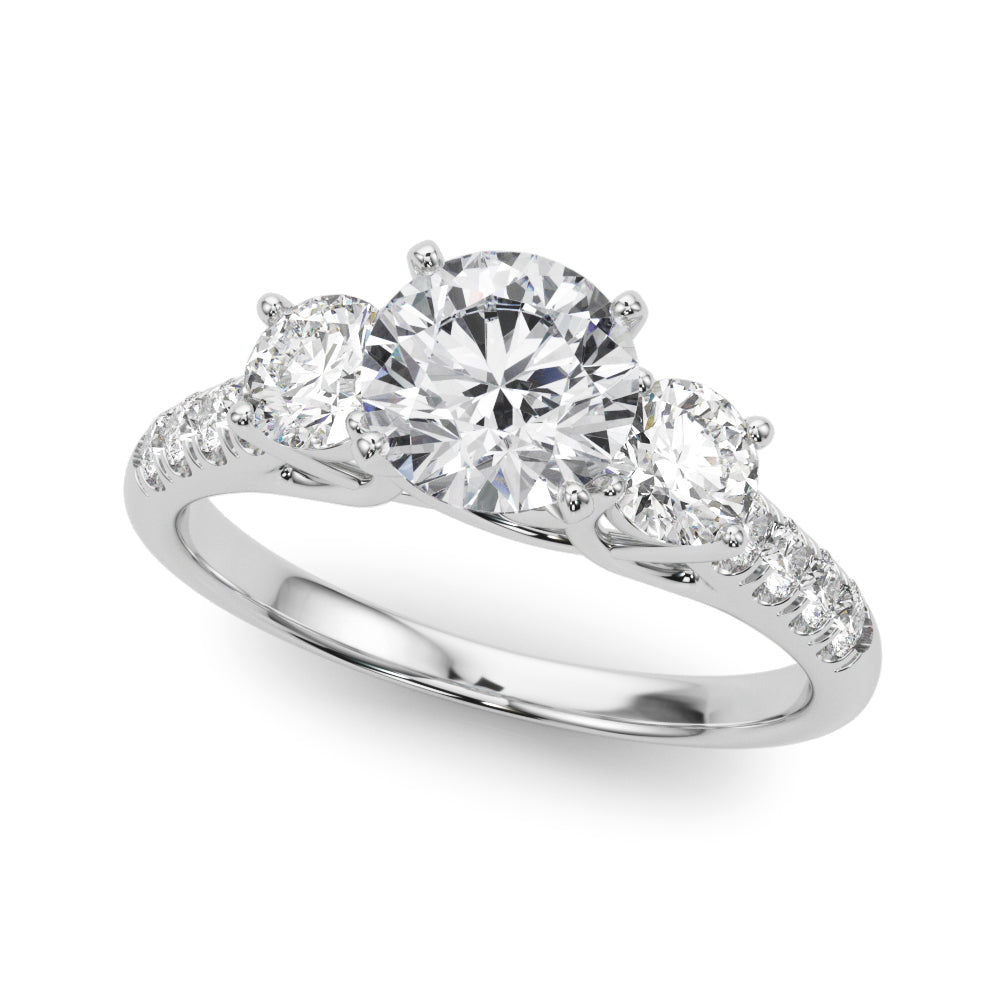 14K White Gold Three Stone Engagement Rings