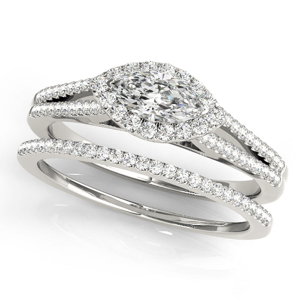 14K White Gold Halo Marquise Engagement Rings