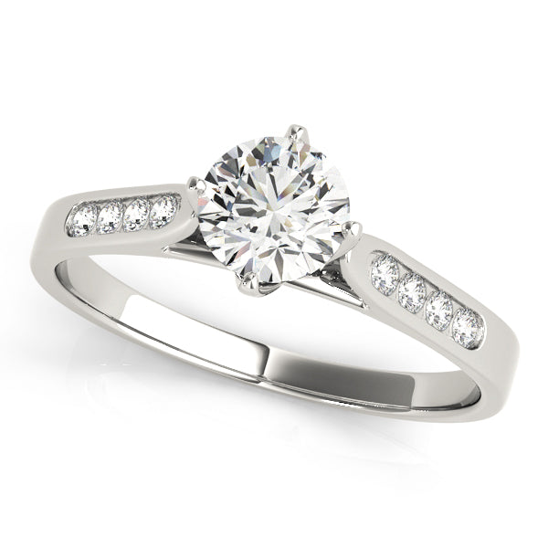 14K White Gold Single Row Engagement Rings