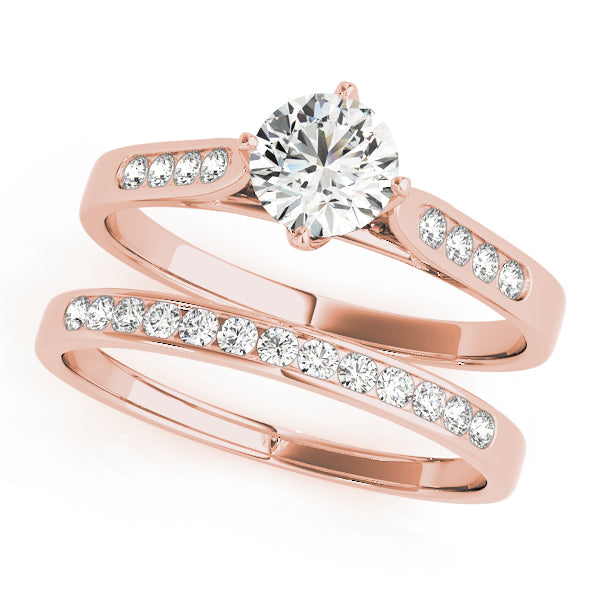14K Rose Gold Single Row Engagement Rings